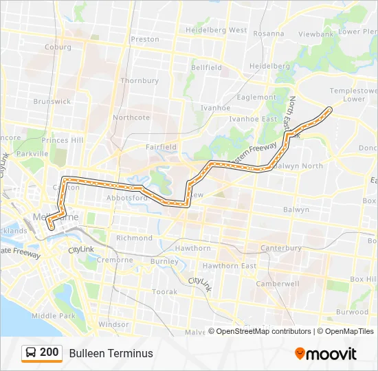 200 Route: Schedules, Stops & Maps - Bulleen Terminus (Updated)