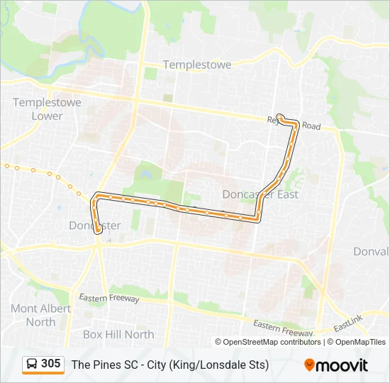 Mapa de 305 de autobús