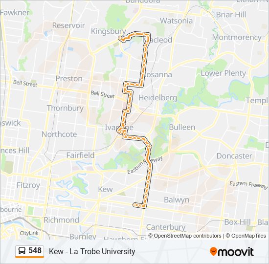 Mapa de 548 de autobús