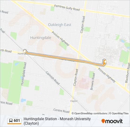 601 bus Line Map