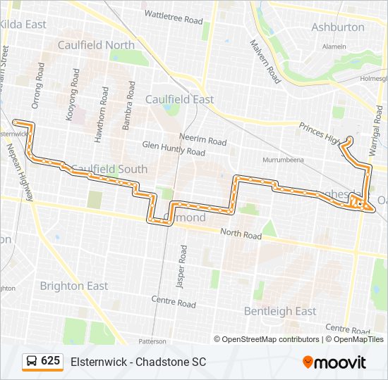 Mapa de 625 de autobús