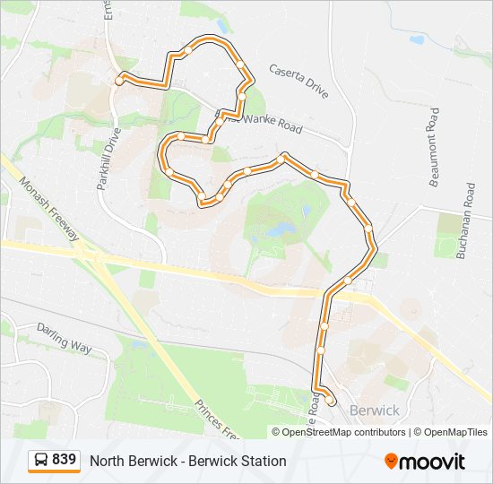 Mapa de 839 de autobús