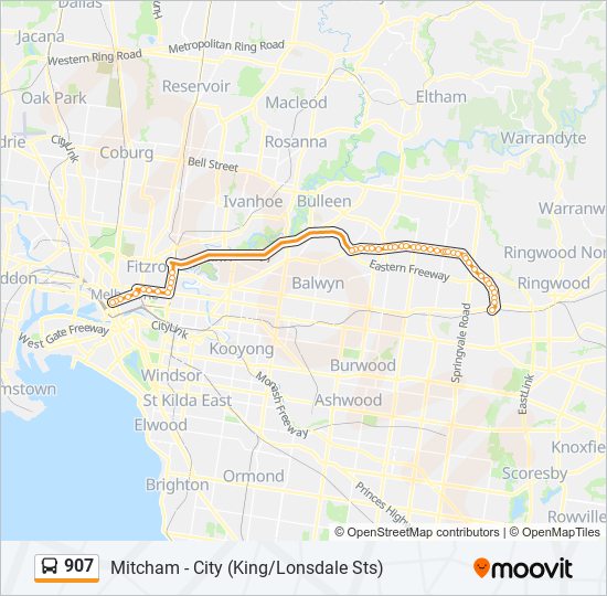 907 bus Line Map