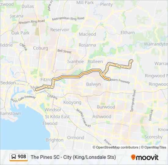 908 Bus Line Map
