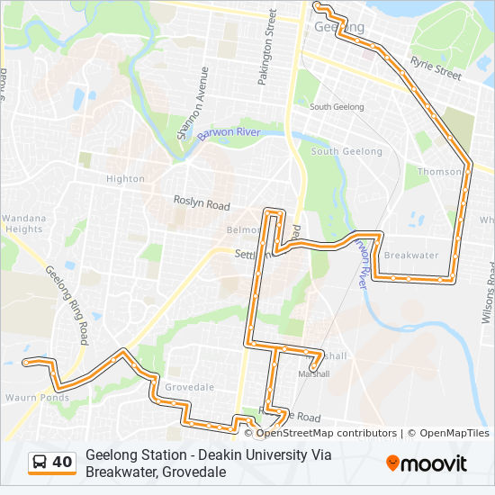 Bus 40 Route Map 40 Route: Schedules, Stops & Maps - Geelong Station (Updated)