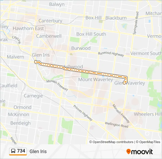 734 Bus Line Map