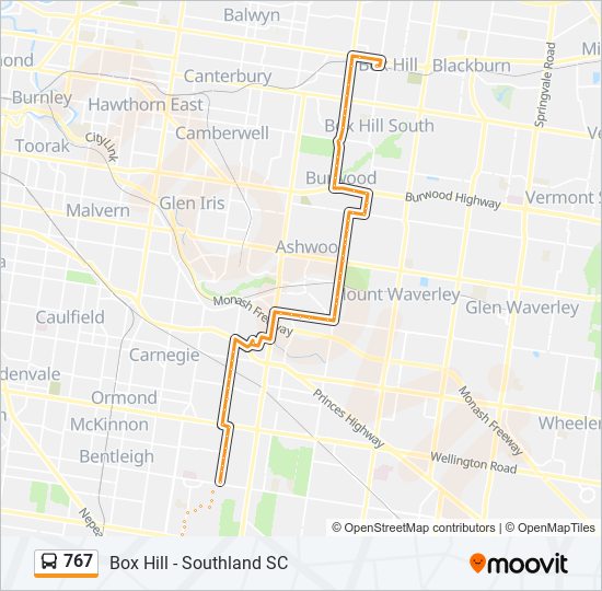 Mapa de 767 de autobús