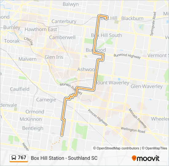 767 Bus Line Map