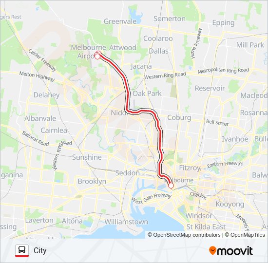 MELBOURNE CITY EXPRESS bus Line Map