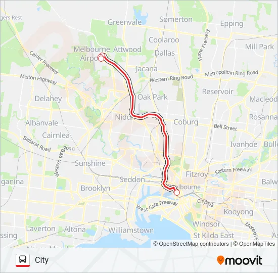 MELBOURNE CITY EXPRESS Bus Line Map