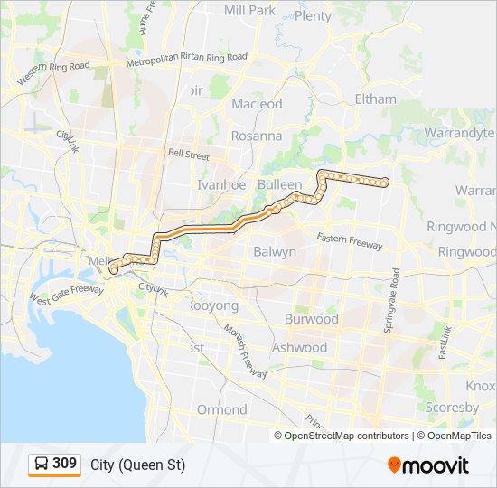 Mapa de 309 de autobús