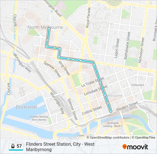 Melbourne Tram Map Pdf 57 Route: Schedules, Stops & Maps - West Maribyrnong (Updated)