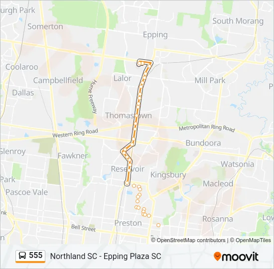 555 Bus Line Map