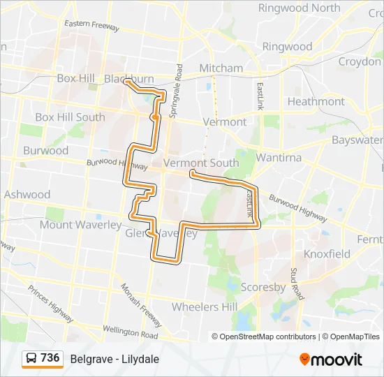 736 Bus Line Map