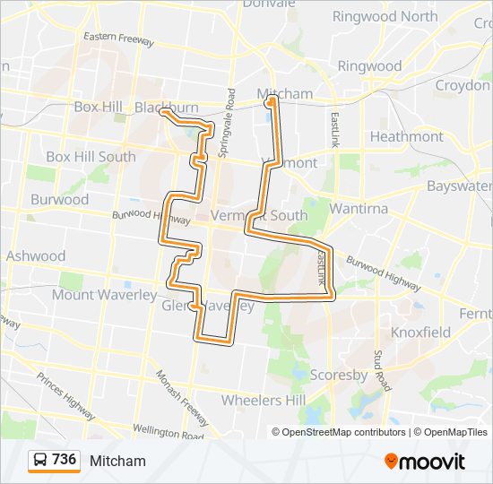 736 Route: Schedules, Stops & Maps - Mitcham (Updated)