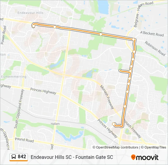 842 Route: Schedules, Stops & Maps - Endeavour Hills Sc (Updated)
