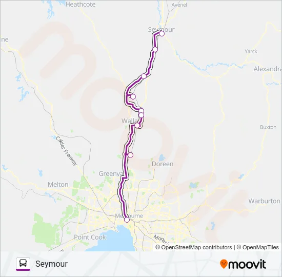 SEYMOUR VIA BROADMEADOWS Bus Line Map