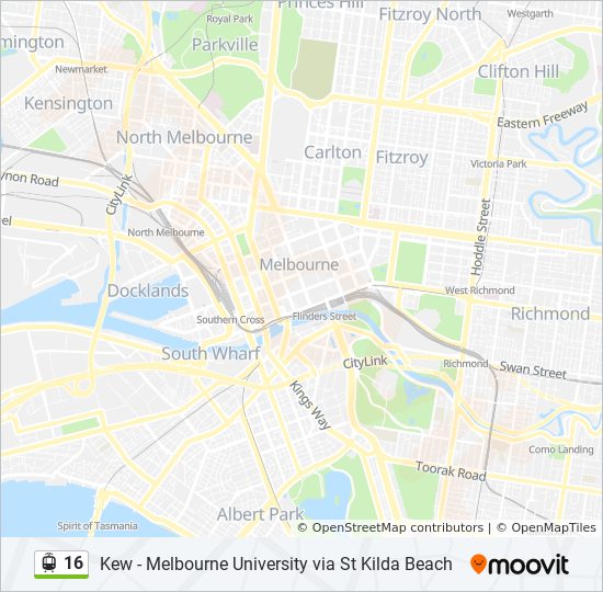 Melbourne Tram Map Pdf 16 Route: Schedules, Stops & Maps - Kew Via St Kilda Beach (Updated)