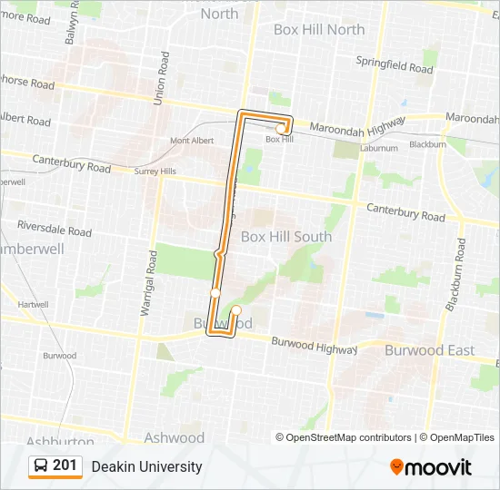 201 Bus Line Map