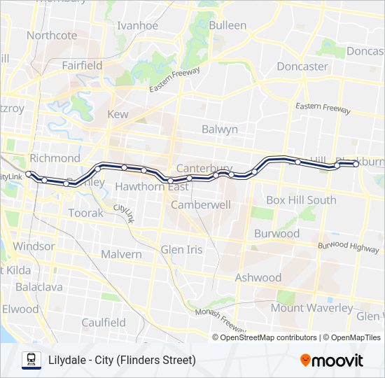 LILYDALE Train Line Map