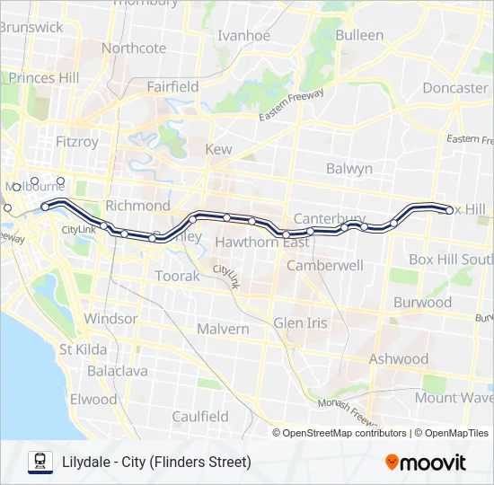 LILYDALE Train Line Map