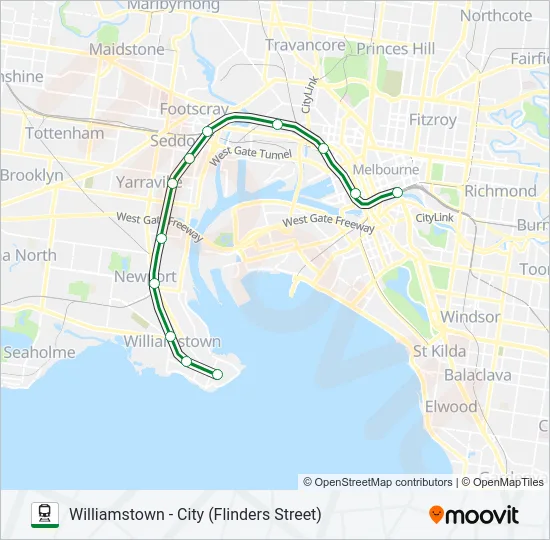 WILLIAMSTOWN Train Line Map