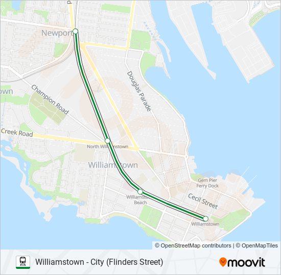 WILLIAMSTOWN train Line Map