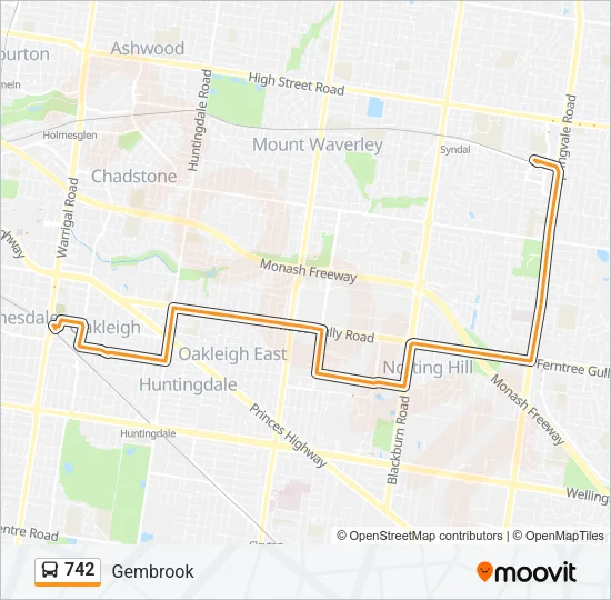 Mapa de 742 de autobús