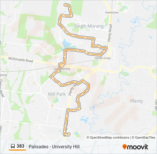 383 Bus Line Map