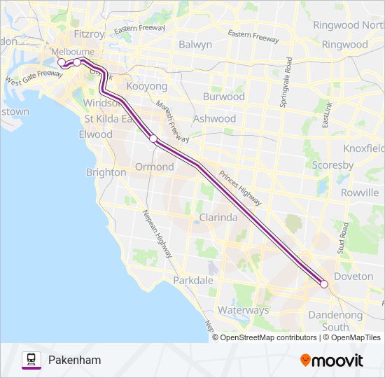 PAKENHAM Train Line Map