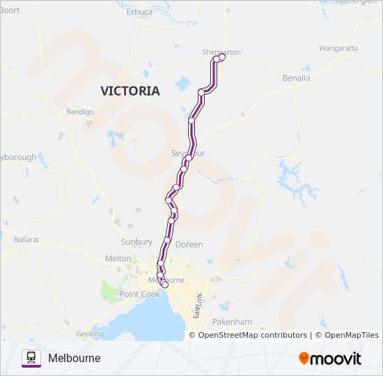 Shepparton Melbourne Via Seymour Route Schedules Stops Maps Melbourne [ 540 x 550 Pixel ]