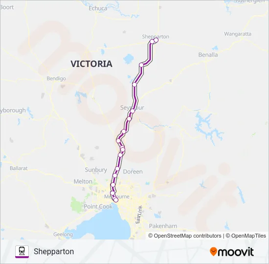 SHEPPARTON - MELBOURNE VIA SEYMOUR  Line Map