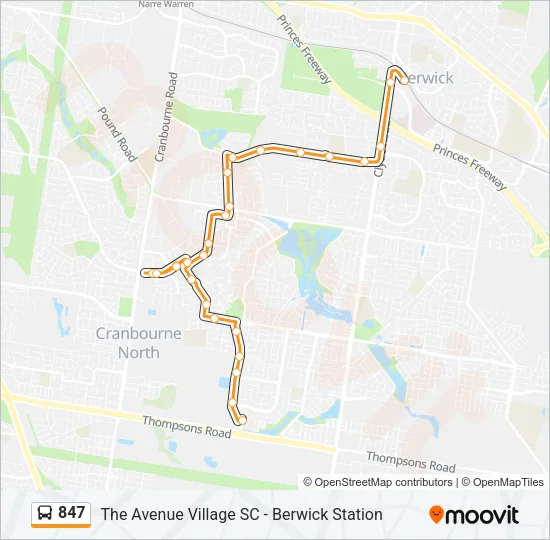847 Bus Line Map