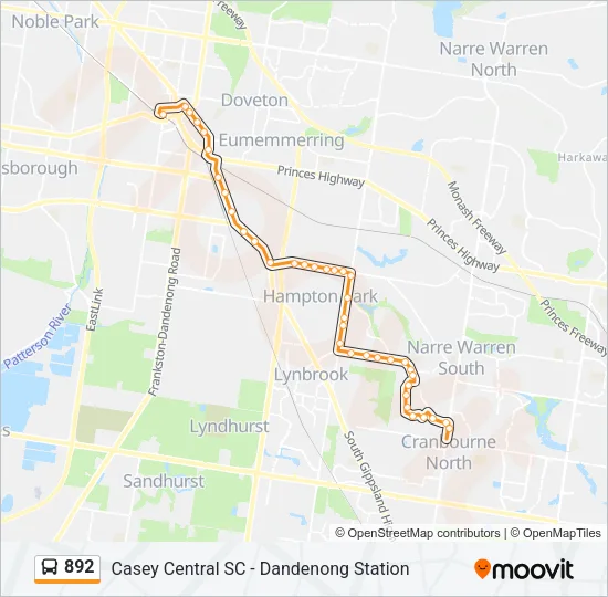 892 Bus Line Map