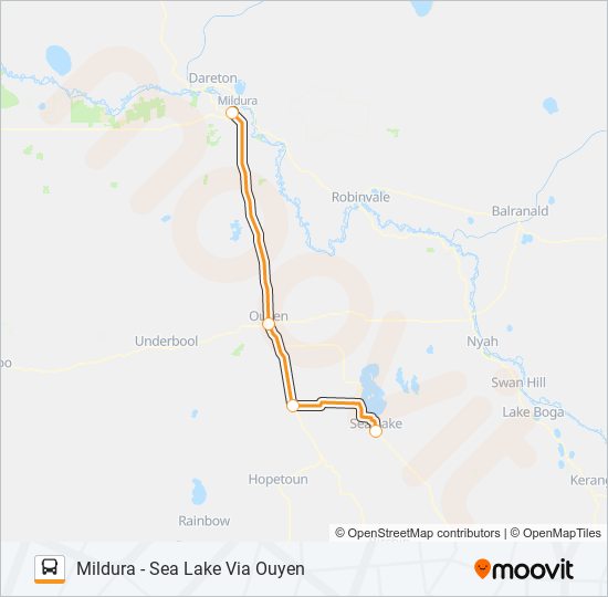 MILDURA - SEA LAKE VIA OUYEN bus Line Map