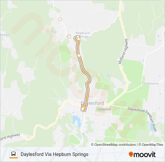 DAYLESFORD VIA HEPBURN SPRINGS Bus Line Map
