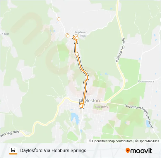 DAYLESFORD VIA HEPBURN SPRINGS Bus Line Map