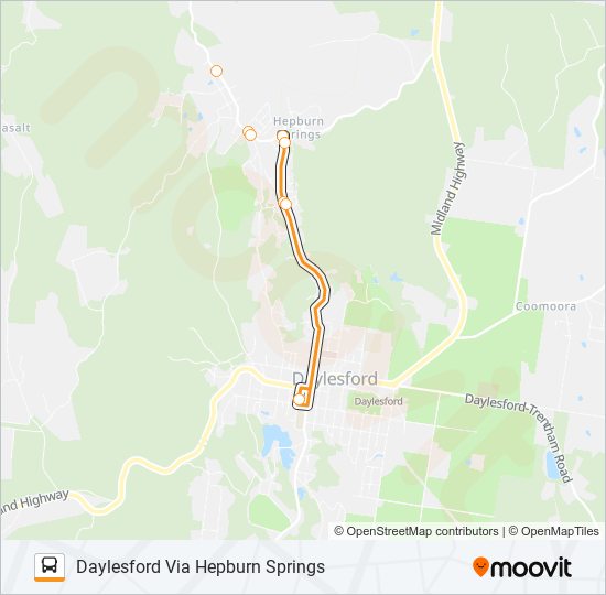 DAYLESFORD VIA HEPBURN SPRINGS bus Line Map