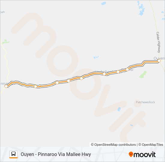 OUYEN - PINNAROO VIA MALLEE HWY Bus Line Map