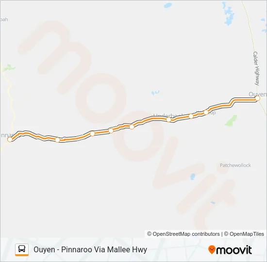 OUYEN - PINNAROO VIA MALLEE HWY Bus Line Map