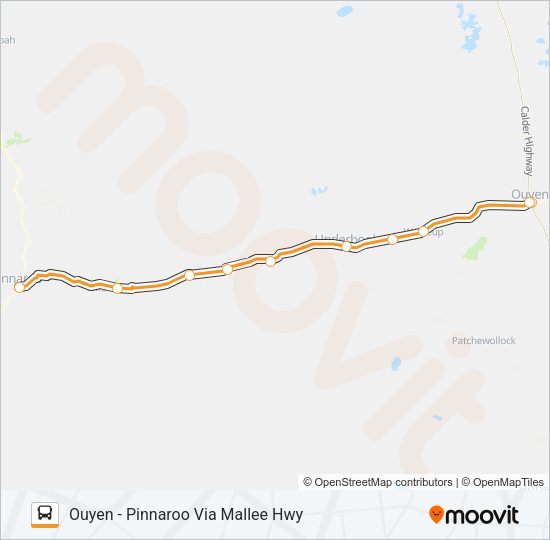 OUYEN - PINNAROO VIA MALLEE HWY Bus Line Map