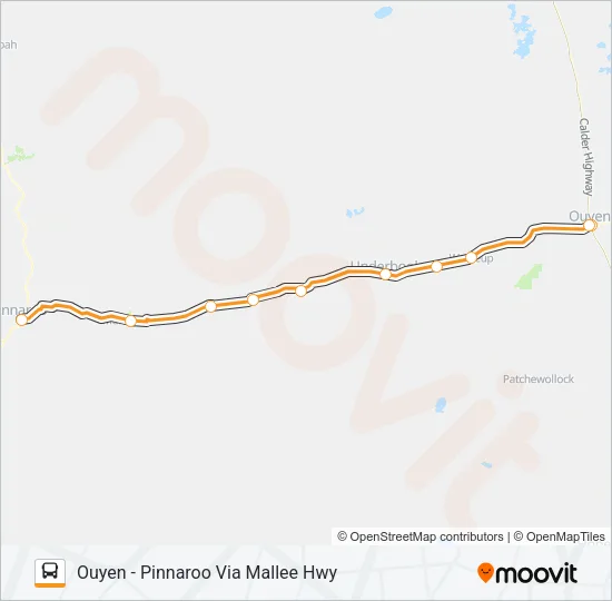 OUYEN - PINNAROO VIA MALLEE HWY Bus Line Map