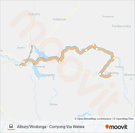 ALBURY/WODONGA - CORRYONG VIA WALWA Bus Line Map