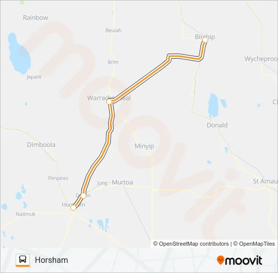 BIRCHIP - HORSHAM VIA WARRACKNABEAL Bus Line Map