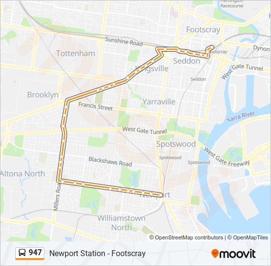 947 bus Line Map