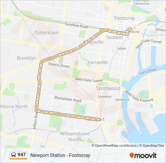 947 Bus Line Map