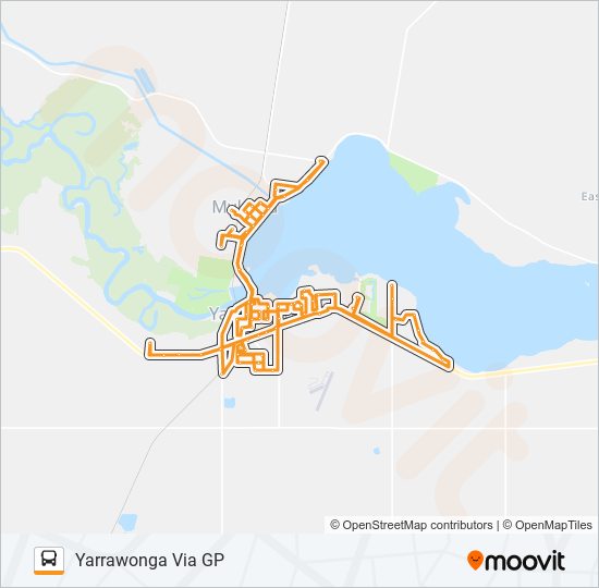 Mapa de YARRAWONGA VIA GP de autobús