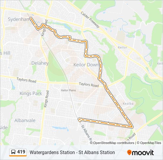 419 bus Line Map