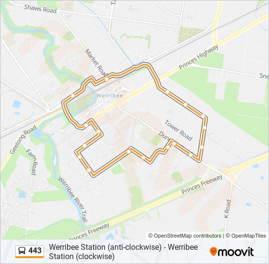 443 bus Line Map