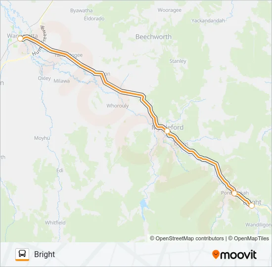 WANGARATTA-BRIGHT Bus Line Map